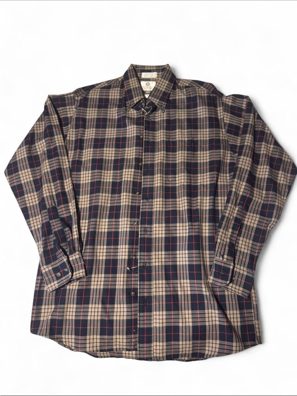 Men's Viyella Plaid Button-Up Shirt in Beige & Brown